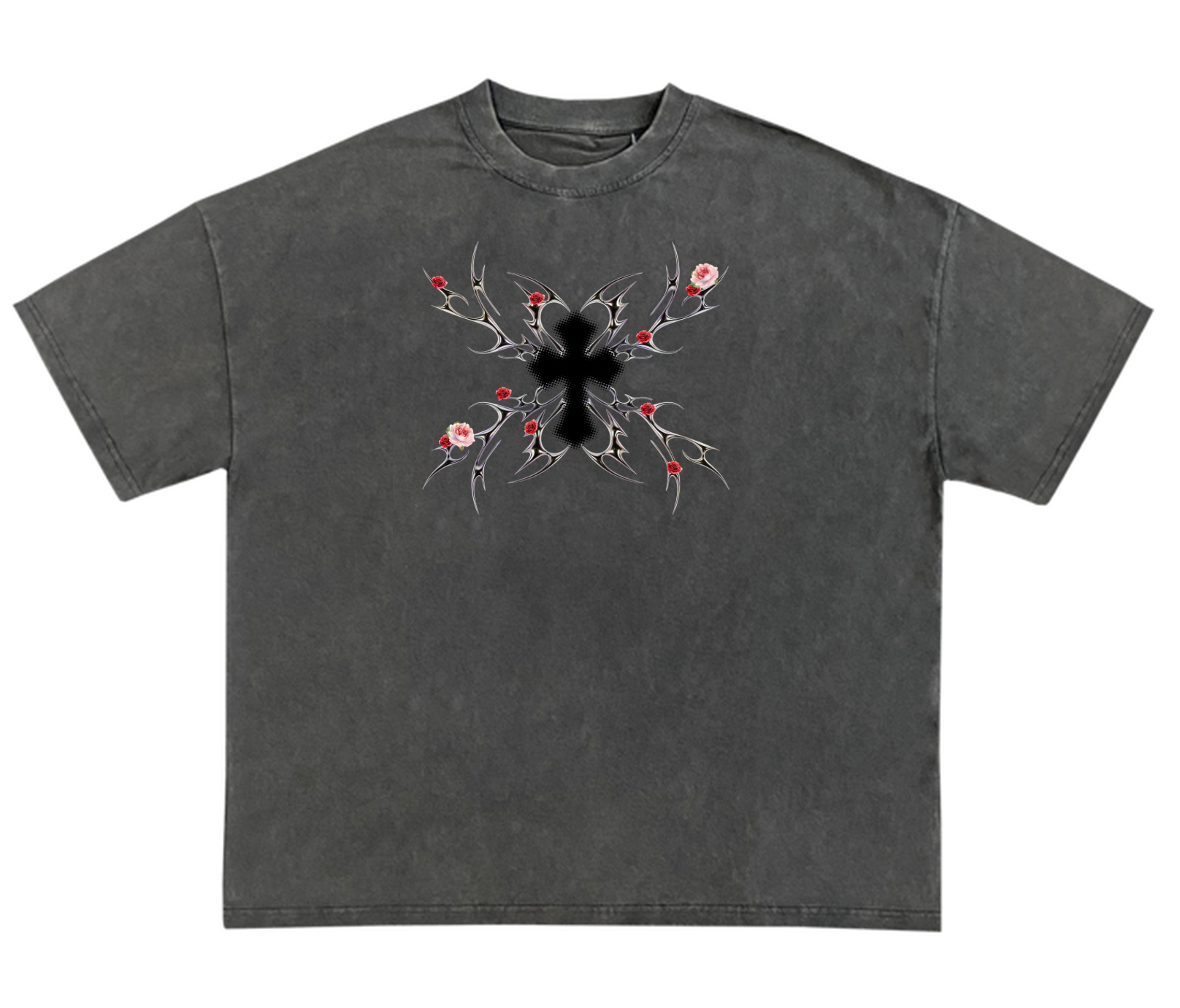 Metallic Rose Acid Wash Tee