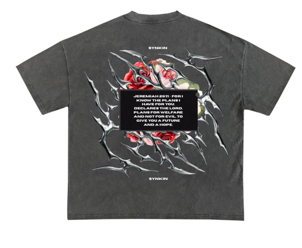 Metallic Rose Acid Wash Tee