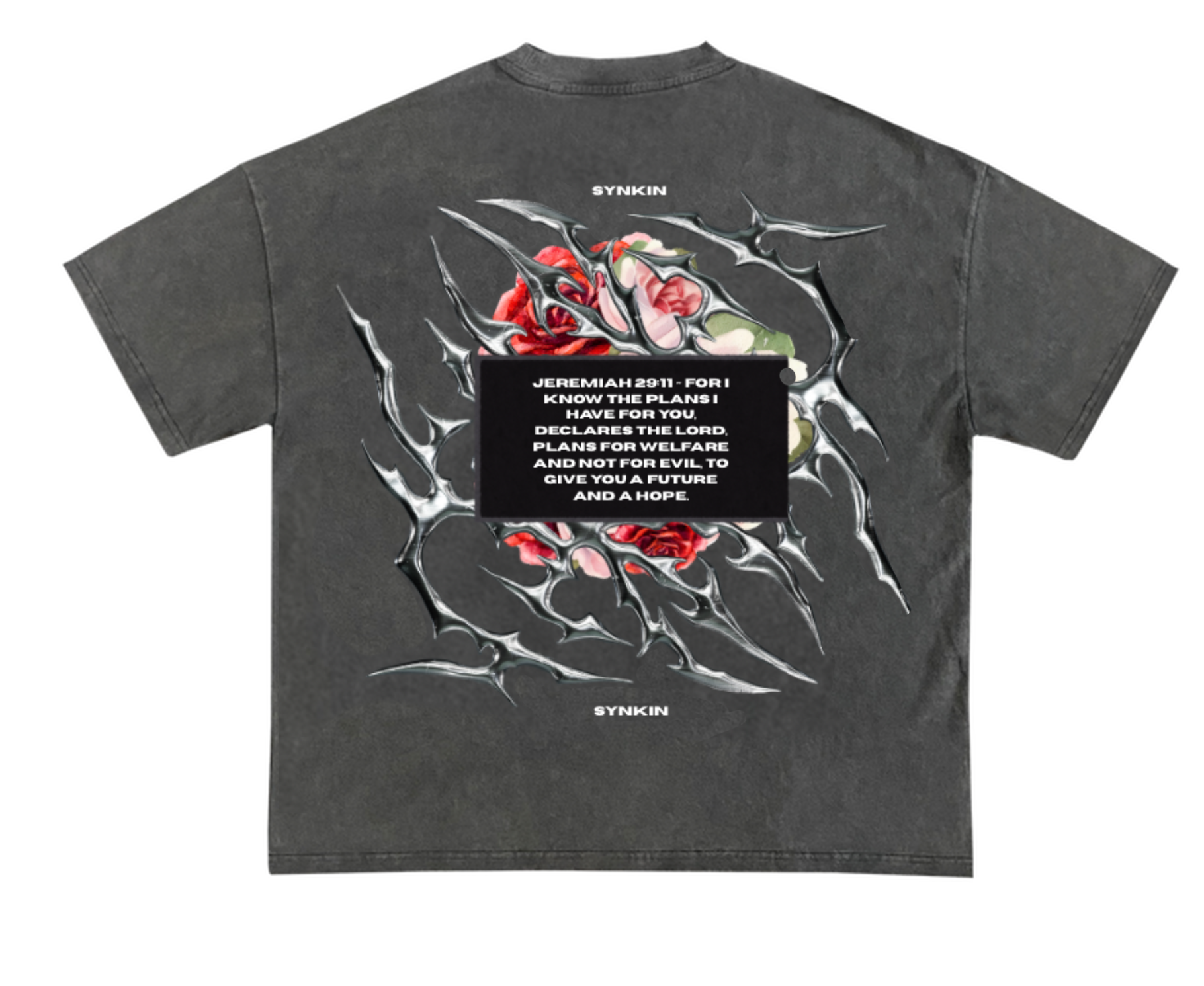 Metallic Rose Acid Wash Tee