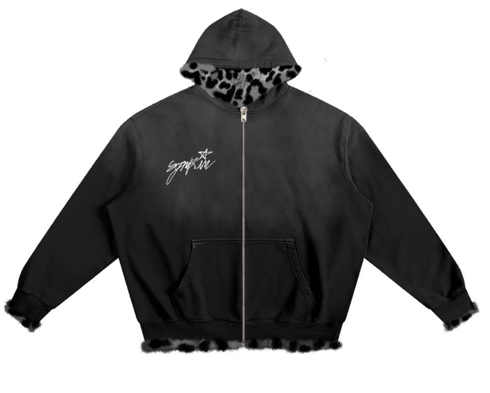 Reversible Leopard Zip-Up