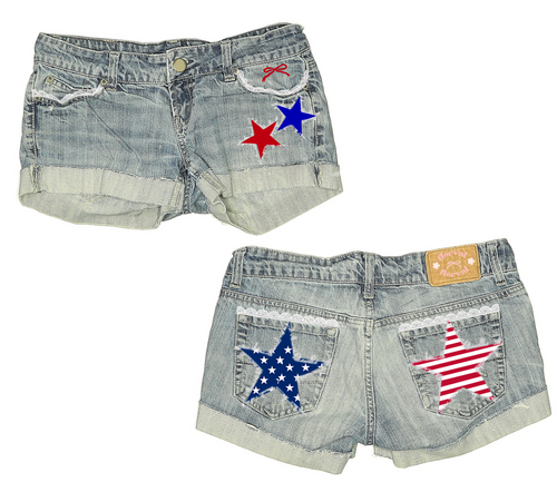 American Flag Jean Shorts